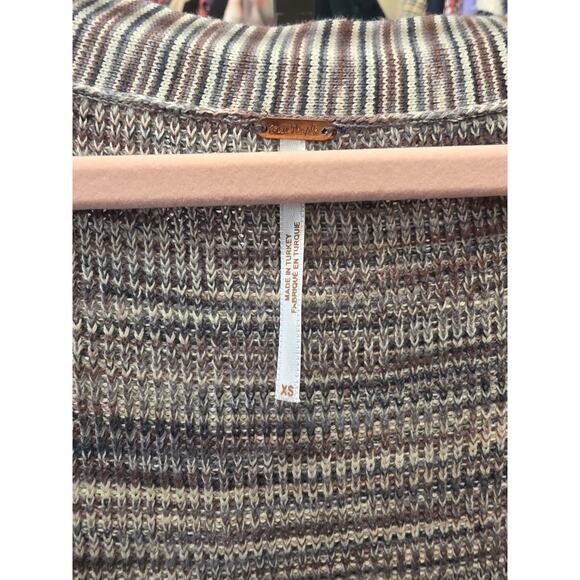 Free People Marble Ribbed Button Sweater Mercury Henley Space Dye Size XS EUC - Picture 7 of 8